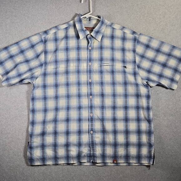 Simms Fishing Shirt Button Down Plaid Vented 2XL - Picture 1 of 11